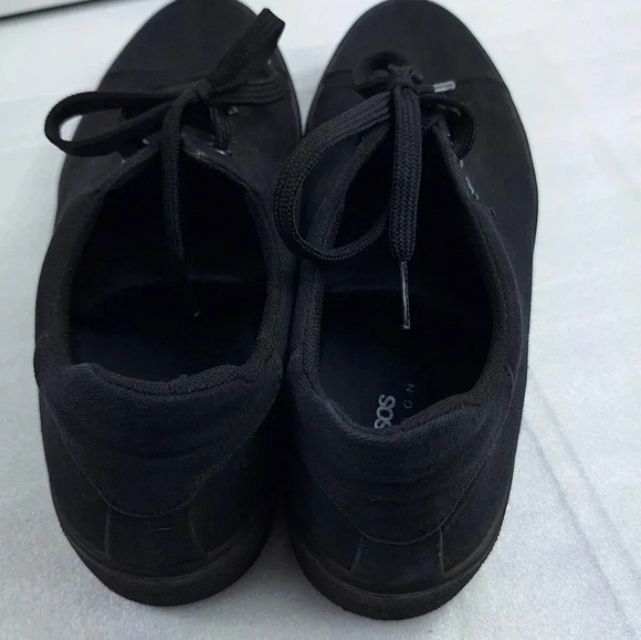 ASOS Design Womens Cotton Canvas Lace-Up Black Platform Sneakers Size 10 - Picture 2 of 9